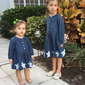 Baby Gap size 5 dress. Chambray with stars
